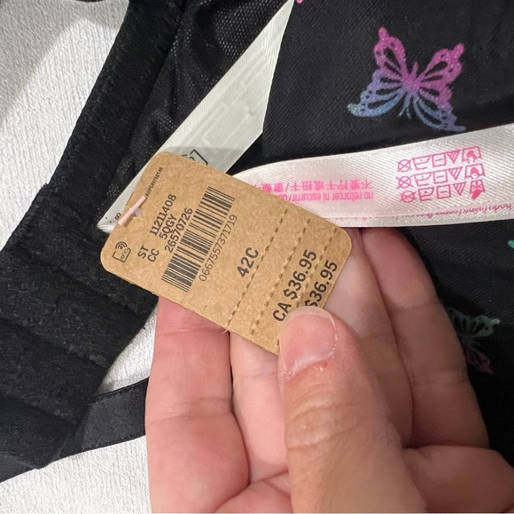 PINK VS Victoria Secret bra lightest lined 42C black with butterflies - Picture 5 of 8